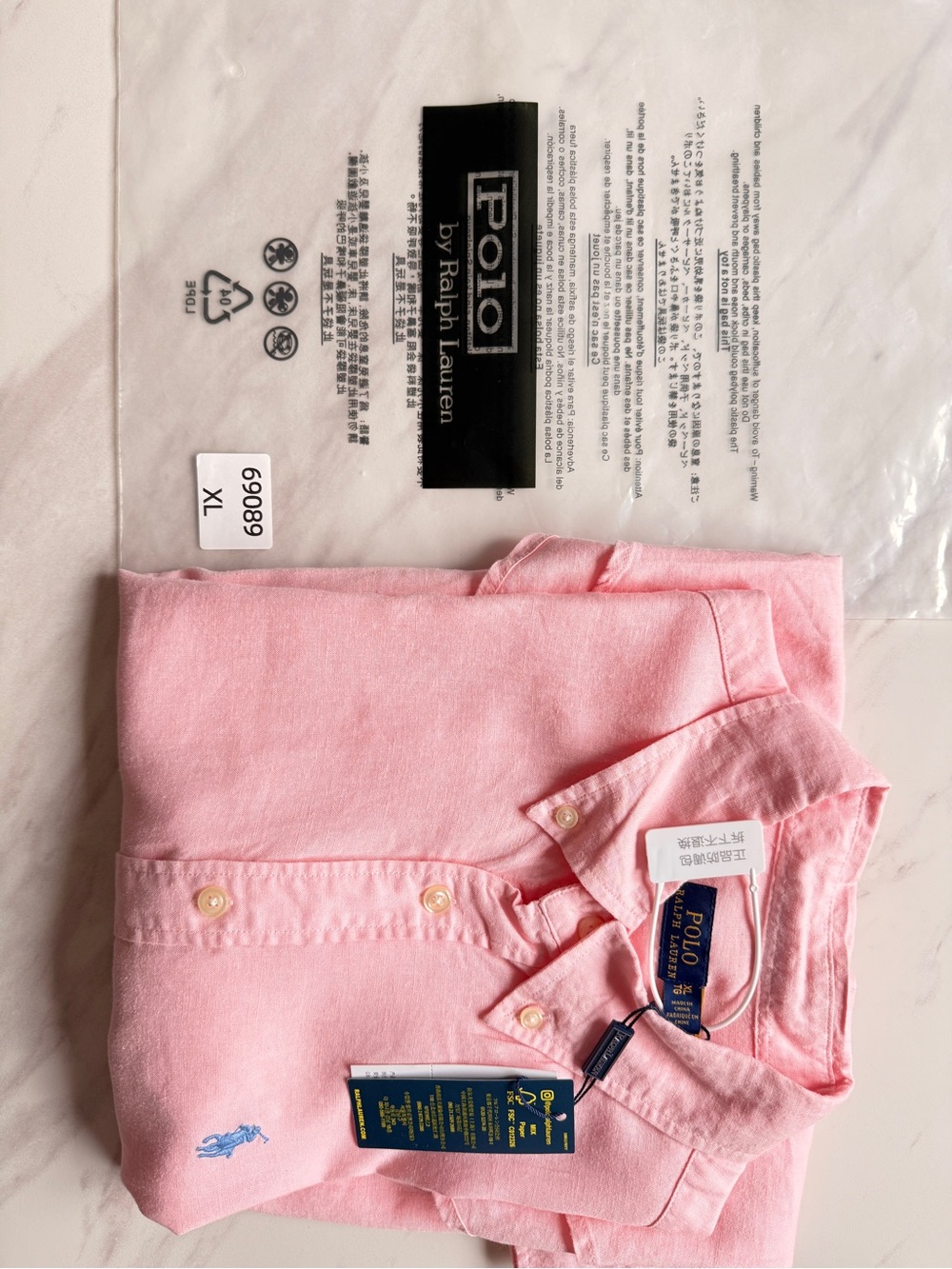Ralph Lauren Men's Light Pink Classic Fit Linen Shirt